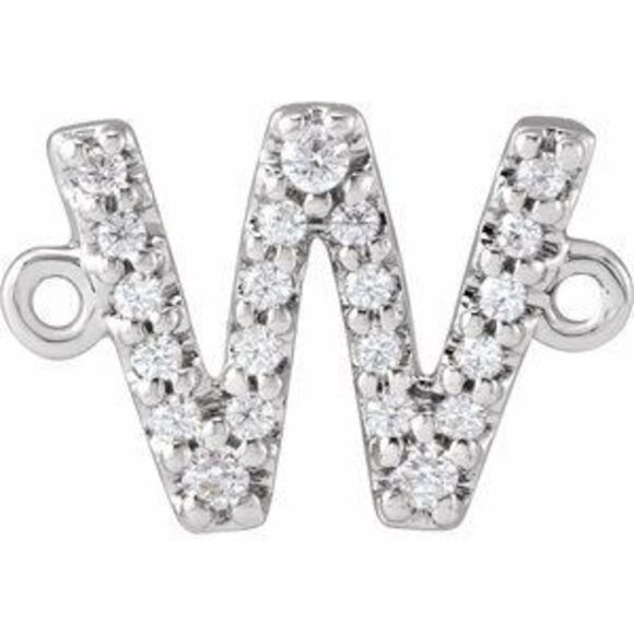 Kazi Luxury 14K White .07 CTW Natural Diamond Initial W Link